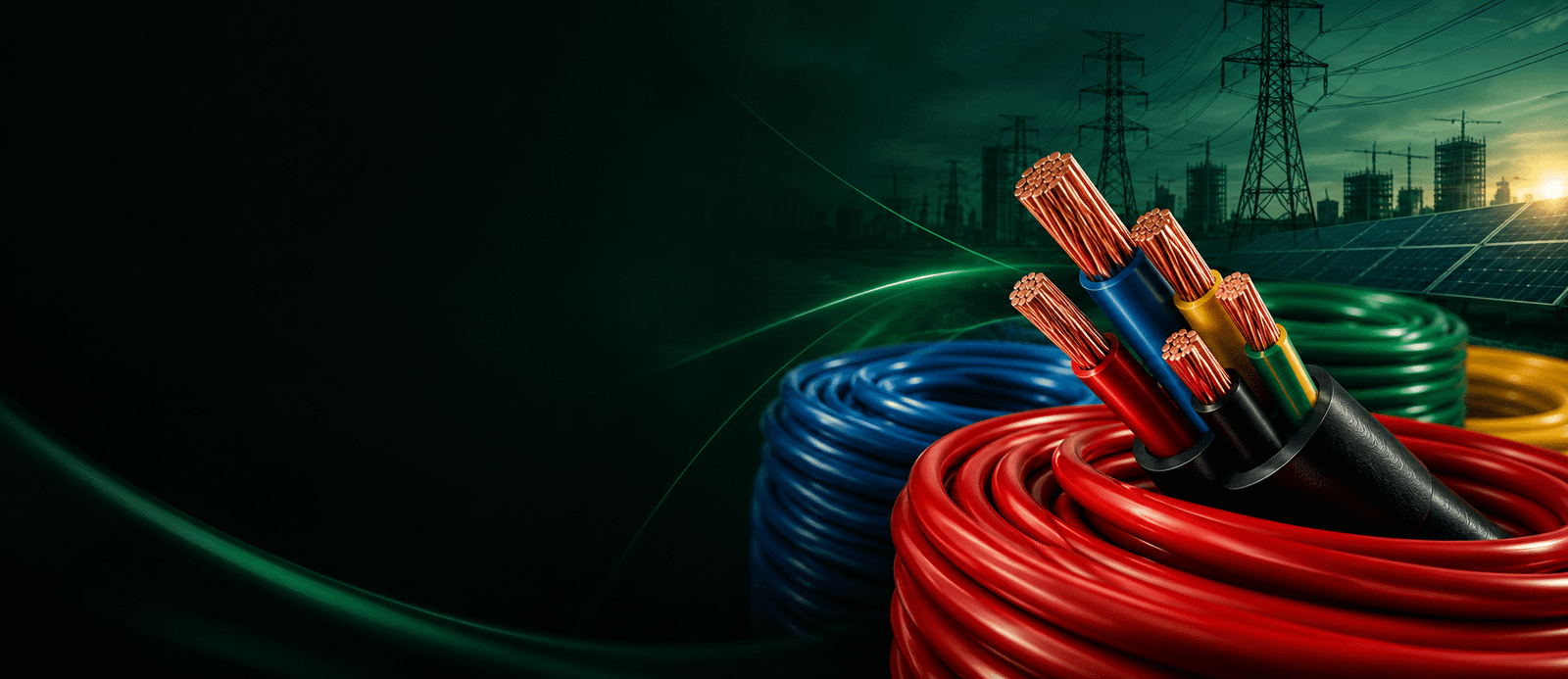 AMDOT electrical cables with power distribution and solar infrastructure